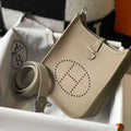 Hermes Evelyne Bag Hermes Mini Crossbody Bag 20403 Silver Buckle Kakhi