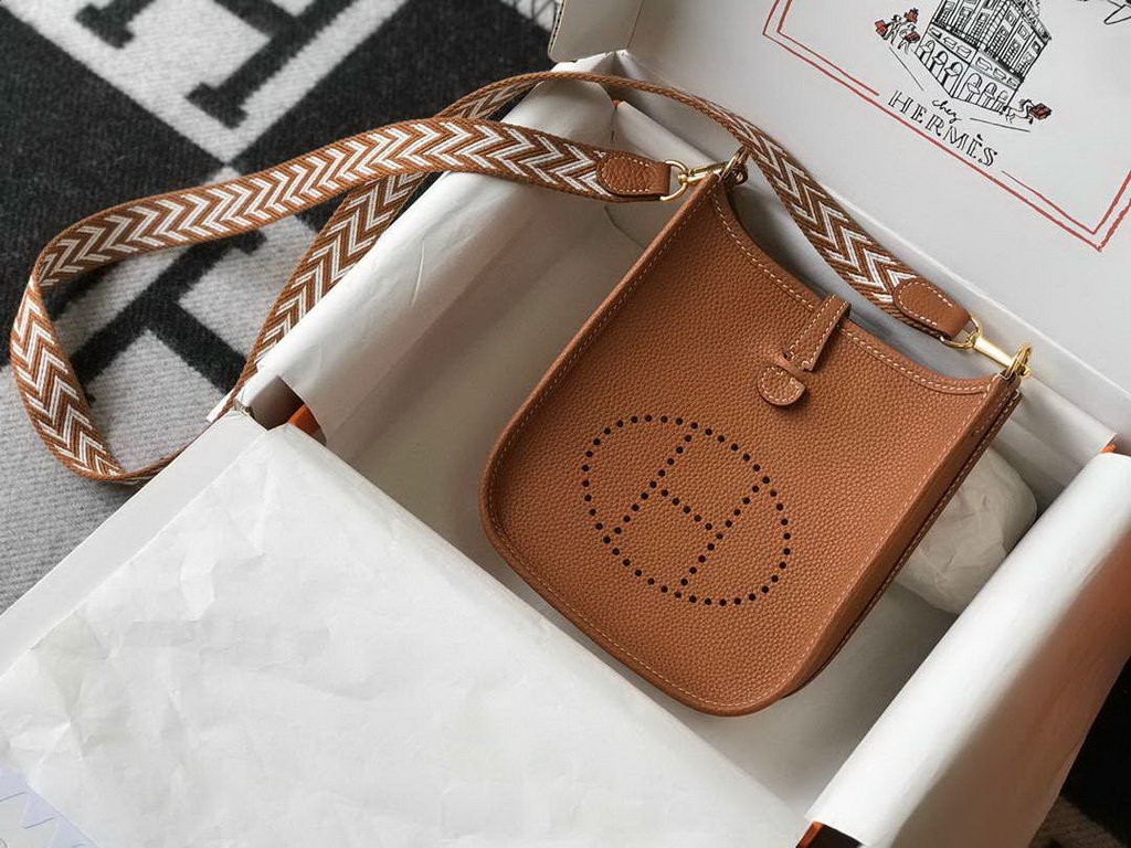 Hermes Evelyne Bag Designer Hermes Mini Crossbody Bag 20386 Gold Buckle Tan