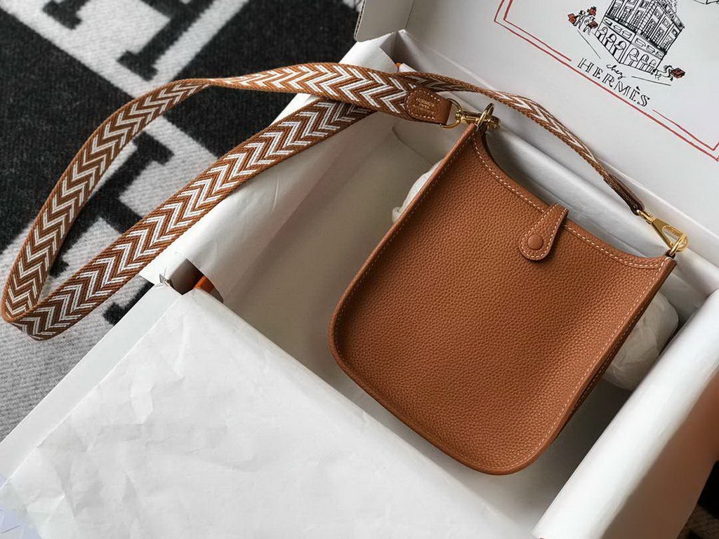 Hermes Evelyne Bag Designer Hermes Mini Crossbody Bag 20386 Gold Buckle Tan