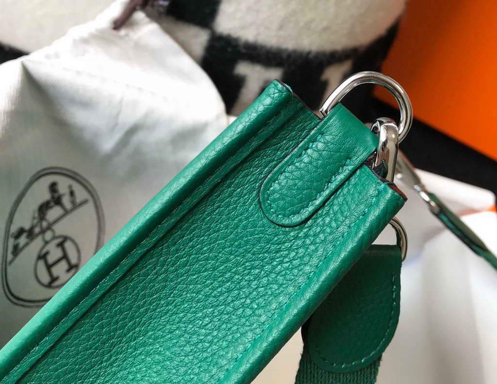 Hermes Evelyne Bag Hermes Mini Crossbody Bag 20404 Silver Buckle Dark Green
