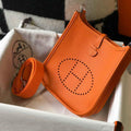 Hermes Evelyne Bag Hermes Mini Crossbody Bag 20405 Silver Buckle Orange