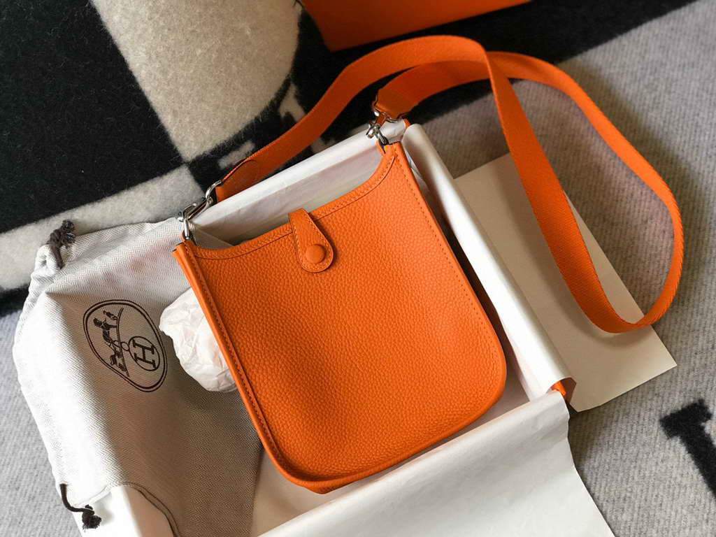 Hermes Evelyne Bag Hermes Mini Crossbody Bag 20405 Silver Buckle Orange