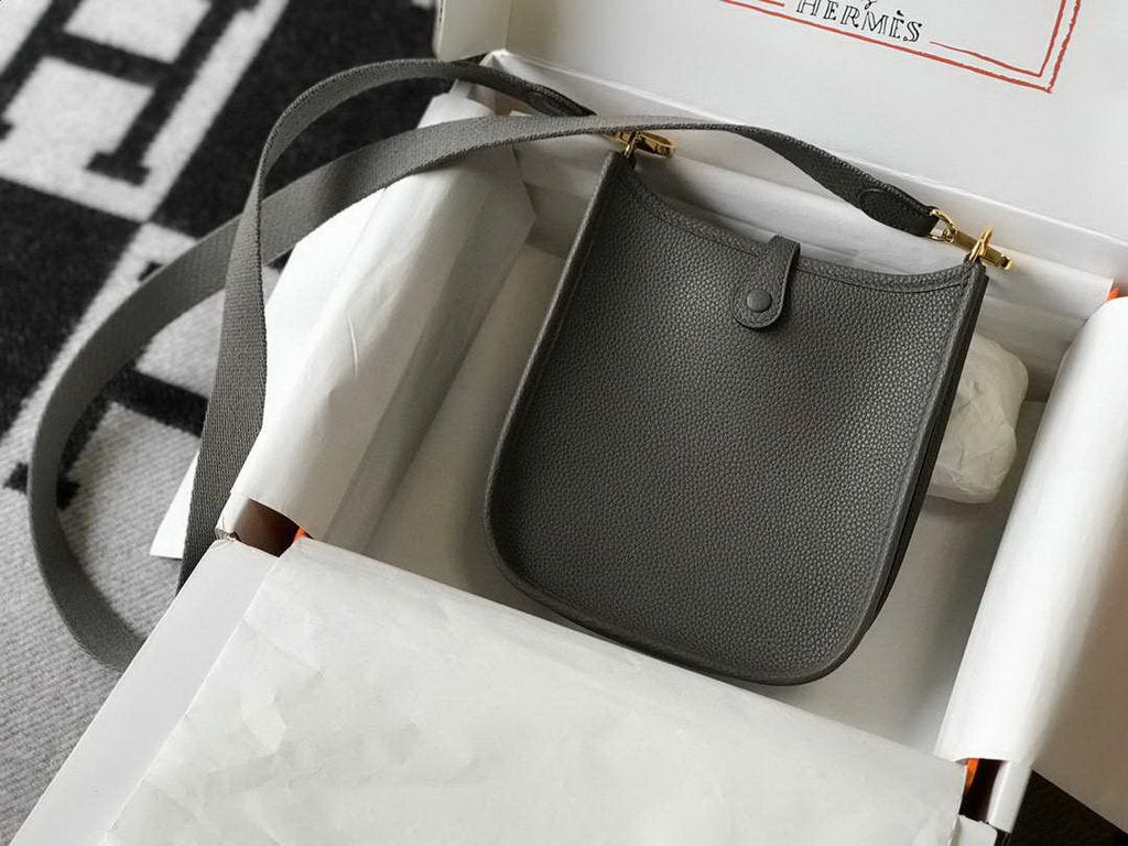 Hermes Evelyne Bag Designer Hermes Mini Crossbody Bag 20387 Gold Buckle Gray