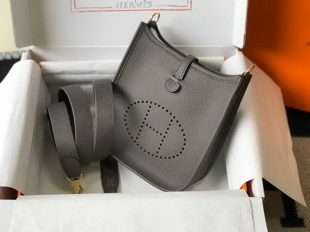 Hermes Evelyne Bag Designer Hermes Mini Crossbody Bag 20387 Gold Buckle Gray