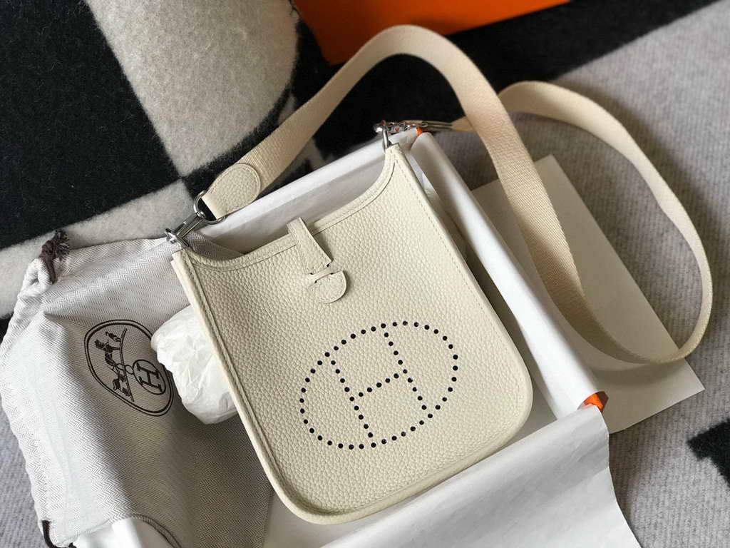 Hermes Evelyne Bag Hermes Mini Crossbody Bag 20406 Silver Buckle Beige