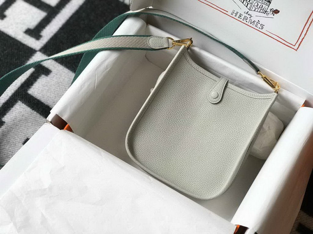 Hermes Evelyne Bag Designer Hermes Mini Crossbody Bag 20388 Gold Buckle Light Gray
