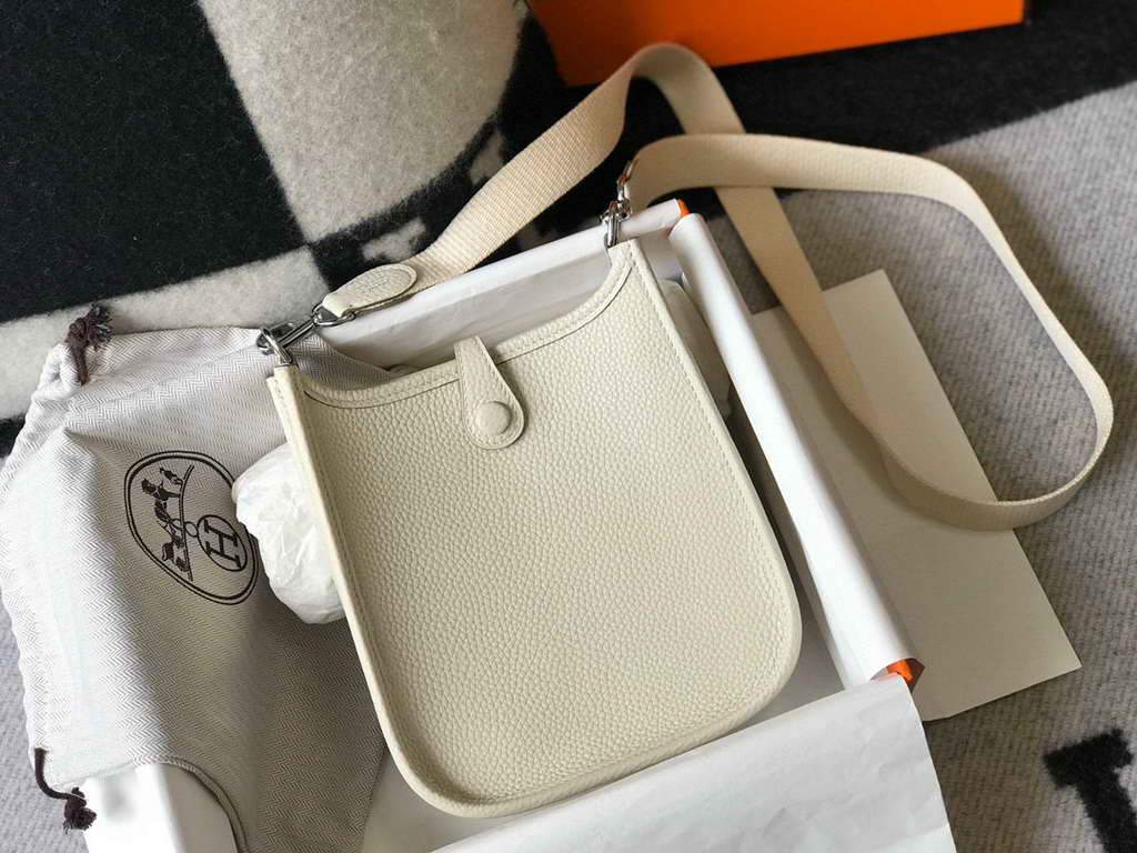 Hermes Evelyne Bag Hermes Mini Crossbody Bag 20406 Silver Buckle Beige