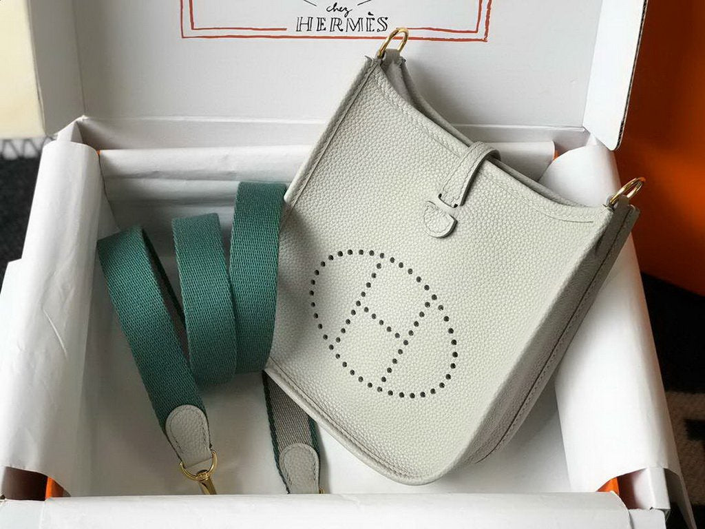 Hermes Evelyne Bag Designer Hermes Mini Crossbody Bag 20388 Gold Buckle Light Gray
