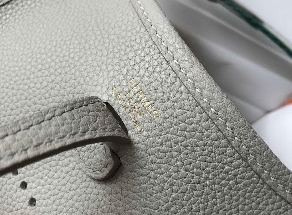 Hermes Evelyne Bag Designer Hermes Mini Crossbody Bag 20388 Gold Buckle Light Gray