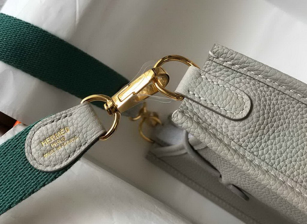 Hermes Evelyne Bag Designer Hermes Mini Crossbody Bag 20388 Gold Buckle Light Gray