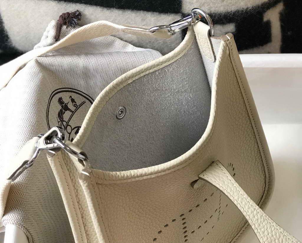Hermes Evelyne Bag Hermes Mini Crossbody Bag 20406 Silver Buckle Beige