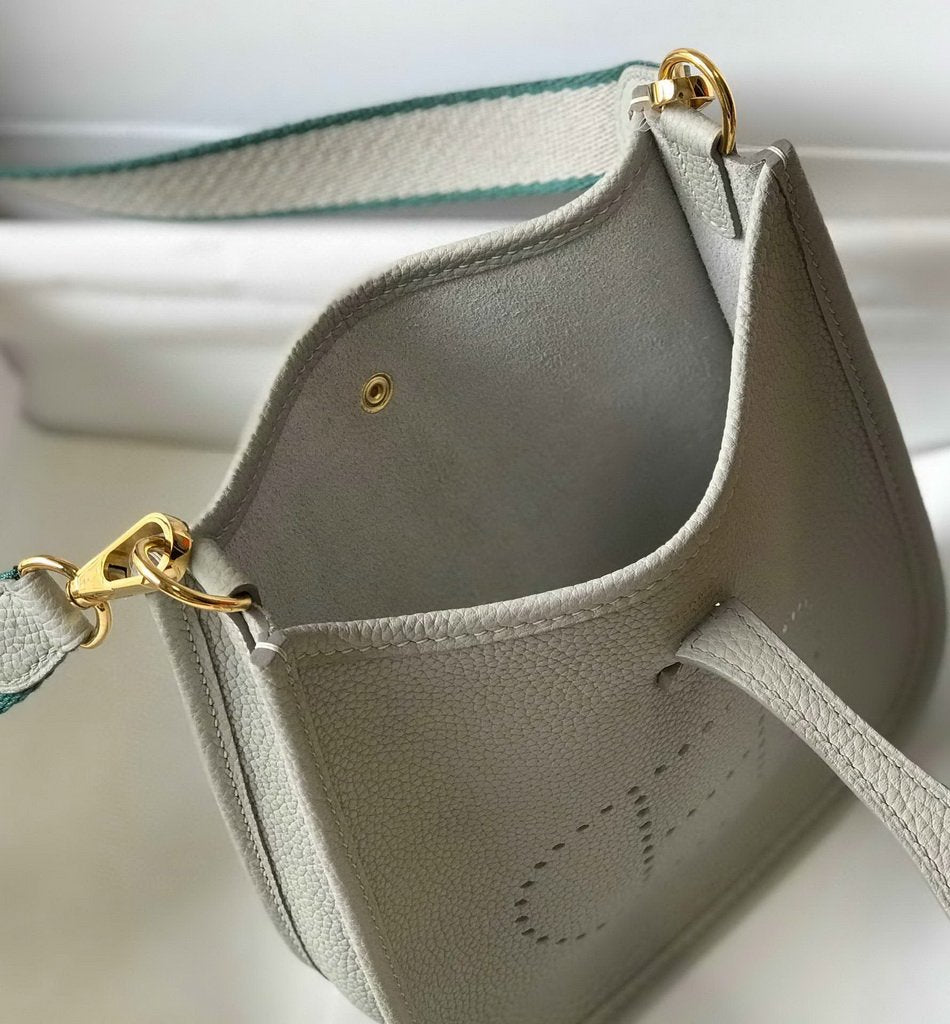 Hermes Evelyne Bag Designer Hermes Mini Crossbody Bag 20388 Gold Buckle Light Gray