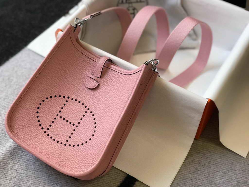Hermes Evelyne Bag Hermes Mini Crossbody Bag 20407 Silver Buckle Pink