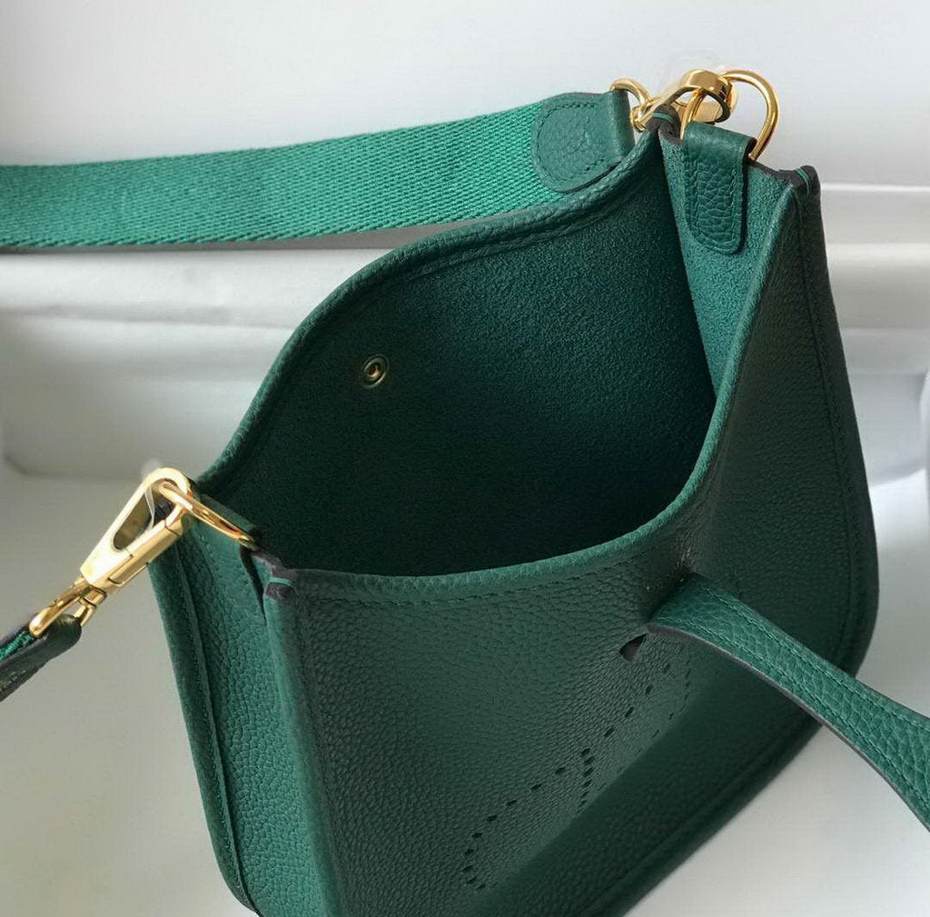 Hermes Evelyne Bag Designer Hermes Mini Crossbody Bag 20389 Gold Buckle Green