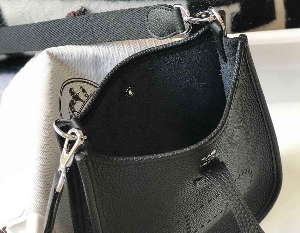 Hermes Evelyne Bag Hermes Mini Crossbody Bag 20398 Silver Buckle Black