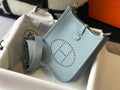 Hermes Evelyne Bag Hermes Mini Crossbody Bag 20409 Silver Buckle Light Blue