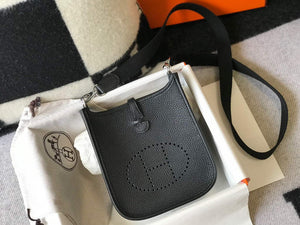 Hermes Evelyne Bag Designer Hermes Mini Crossbody Real Bag 20421 Black - Default Title - View 1