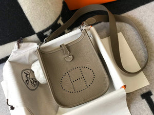 Hermes Evelyne Bag Designer Hermes Mini Crossbody Real Bag 20423 Gray - Default Title - View 1