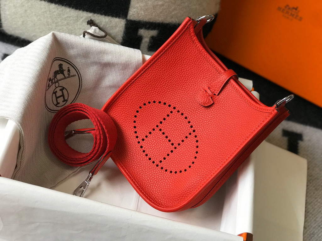 Hermes Evelyne Bag Designer Hermes Mini Crossbody Real Bag 20432 Red