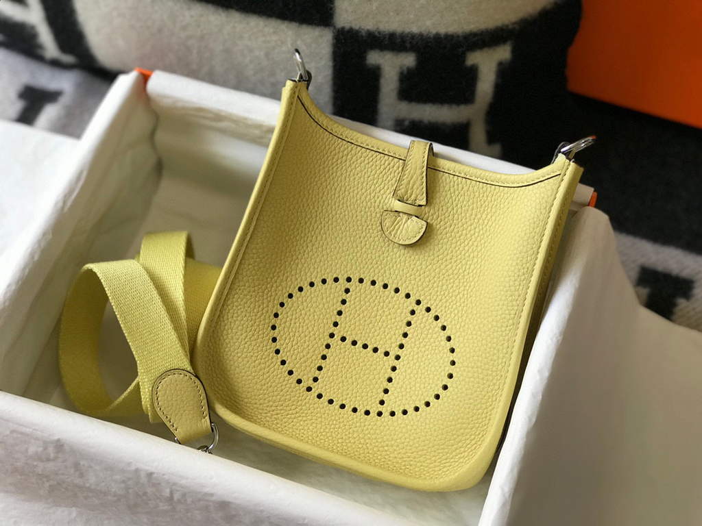 Hermes Evelyne Bag Designer Hermes Mini Crossbody Real Bag 20434 Light Yellow