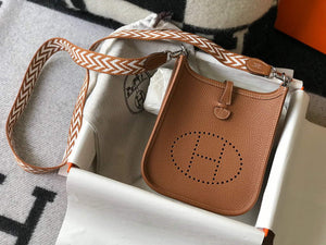 Hermes Evelyne Bag Designer Hermes Mini Crossbody Real Bag 20422 Brown - Default Title - View 2