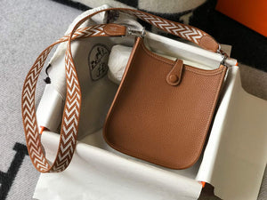 Hermes Evelyne Bag Designer Hermes Mini Crossbody Real Bag 20422 Brown - Default Title - View 3