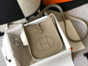 Hermes Evelyne Bag Designer Hermes Mini Crossbody Real Bag 20425 Light Grey - Default Title - View 1