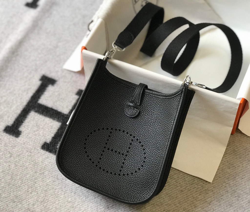 Hermes Evelyne Bag Designer Hermes Mini Crossbody Real Bag 20421 Black
