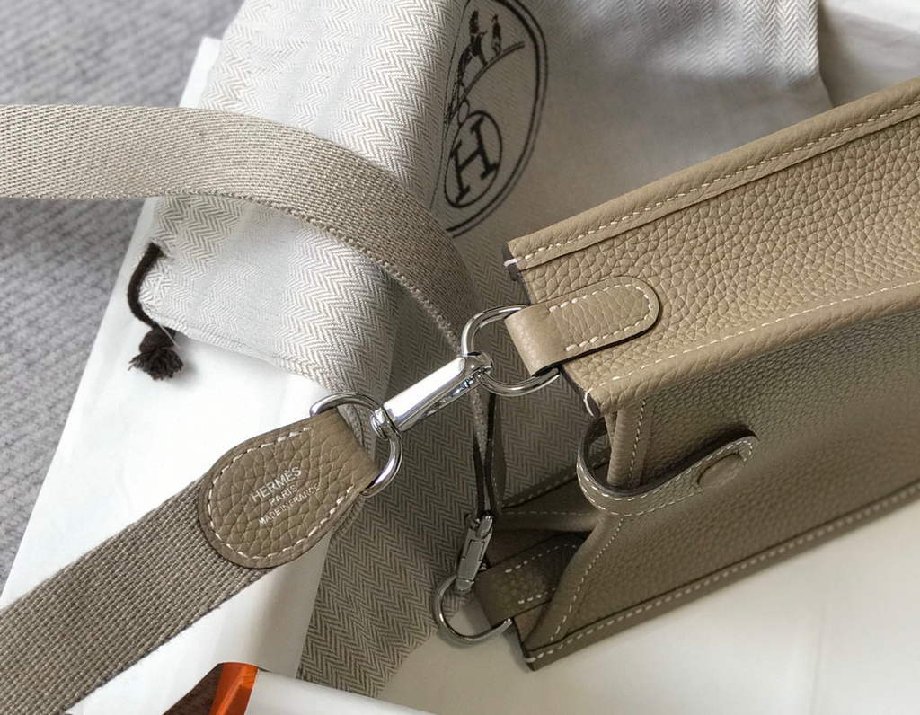Hermes Evelyne Bag Designer Hermes Mini Crossbody Real Bag 20425 Light Grey