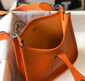 Hermes Evelyne Bag Designer Hermes Mini Crossbody Real Bag 20428 Orange - Default Title - View 9