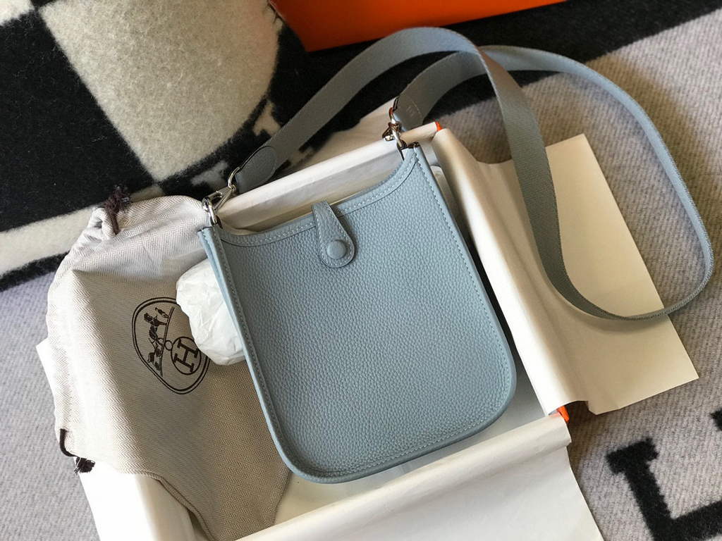 Hermes Evelyne Bag Designer Hermes Mini Crossbody Real Bag 20431 Light Blue