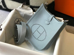 Hermes Evelyne Bag Designer Hermes Mini Crossbody Real Bag 20431 Light Blue - Default Title - View 3