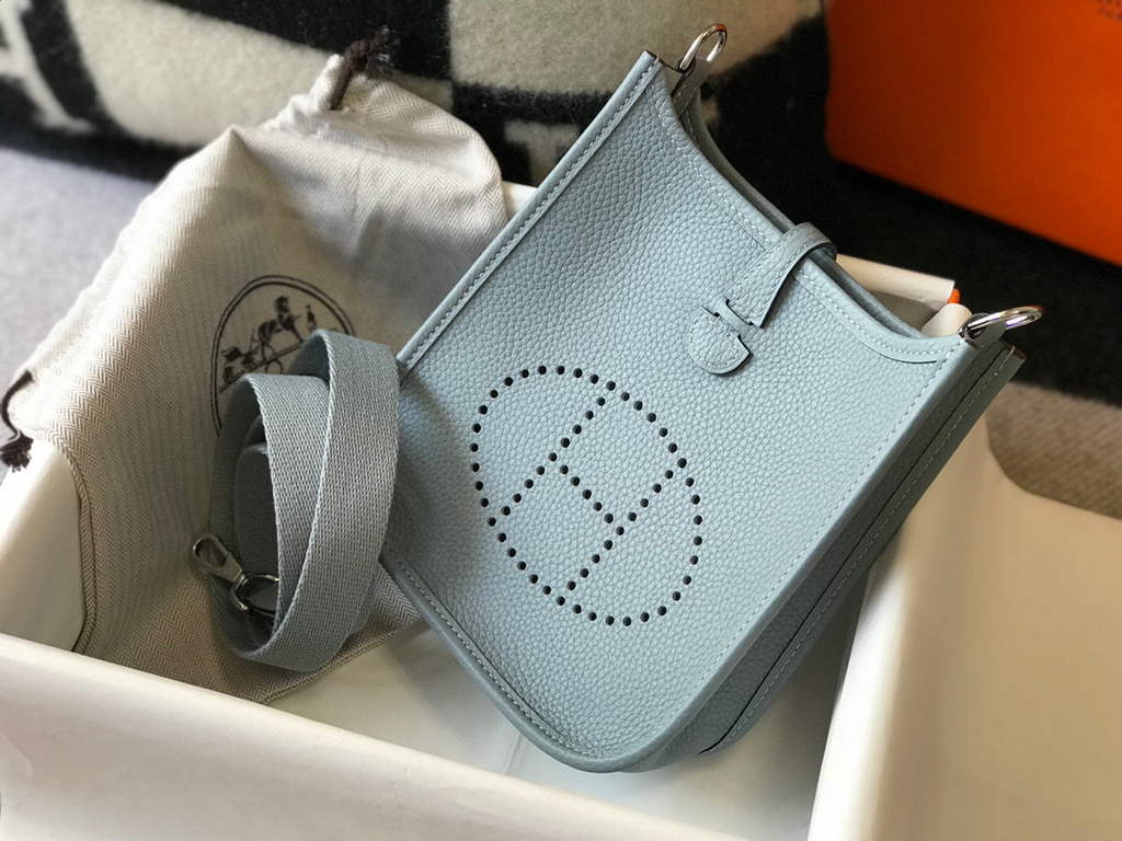 Hermes Evelyne Bag Designer Hermes Mini Crossbody Real Bag 20431 Light Blue