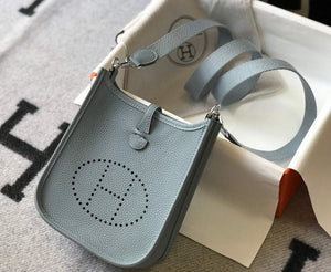 Hermes Evelyne Bag Designer Hermes Mini Crossbody Real Bag 20431 Light Blue - Default Title - View 4