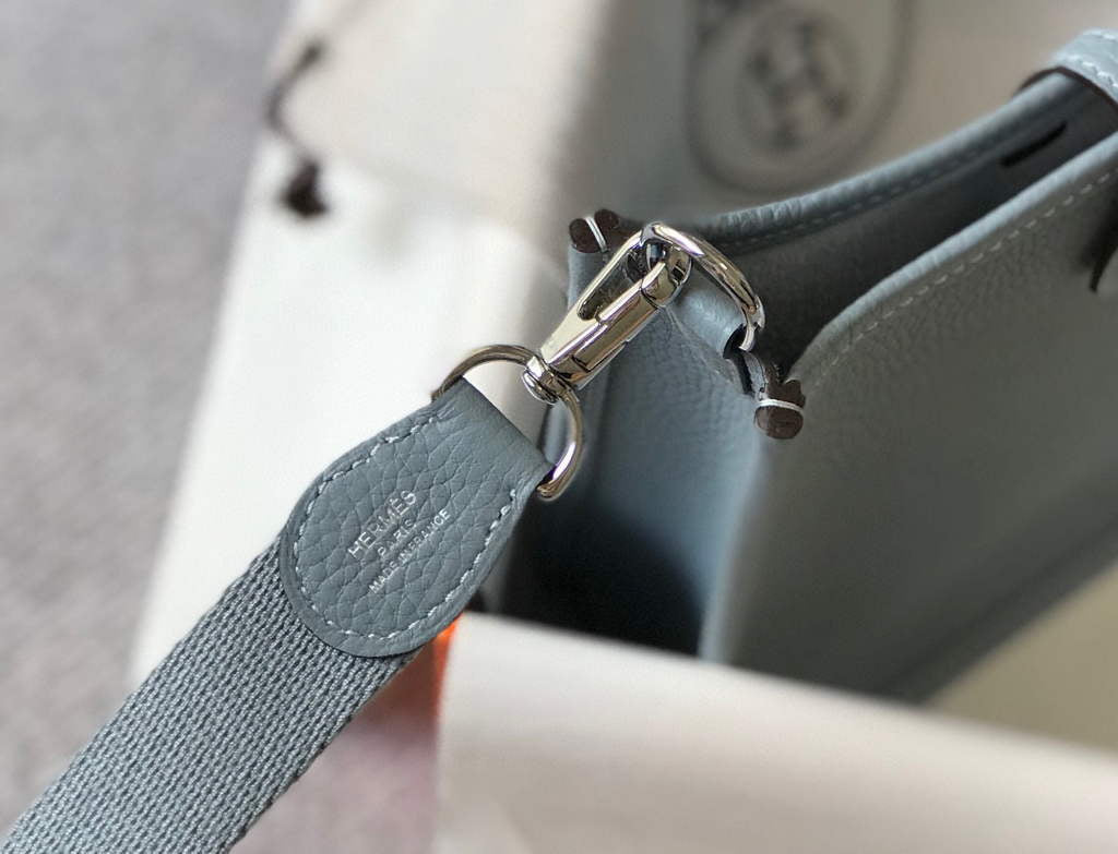 Hermes Evelyne Bag Designer Hermes Mini Crossbody Real Bag 20431 Light Blue