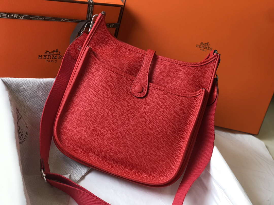 Hermes Evelyne III 29 bag Designer Hermes Shoulder Bag 204851 Red Silver