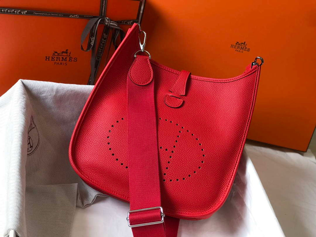 Hermes Evelyne III 29 bag Designer Hermes Shoulder Bag 204851 Red Silver