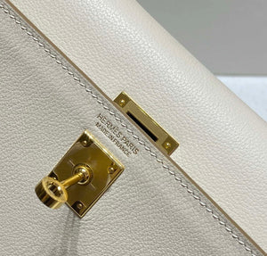 Hermes Evercolor Kelly Danse II 22cm Leather Crossbody Bag H20366 White - Default Title - View 5