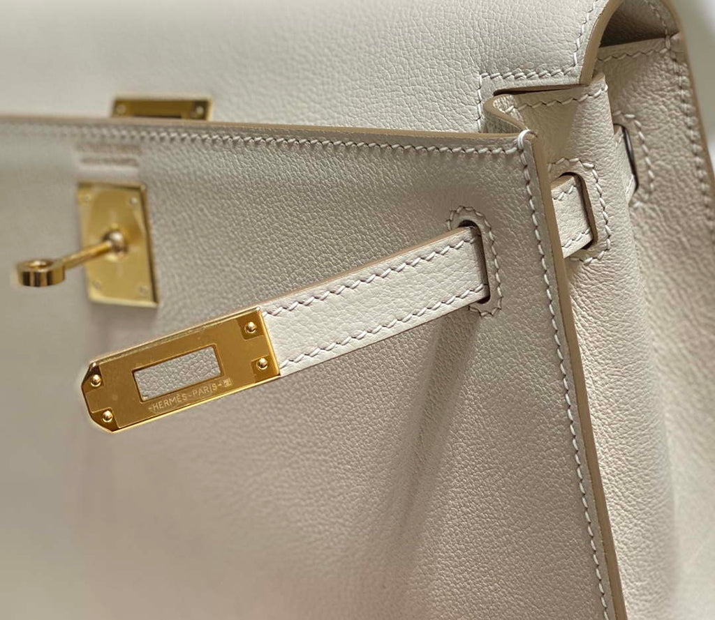 Hermes Evercolor Kelly Danse II 22cm Leather Crossbody Bag H20366 White