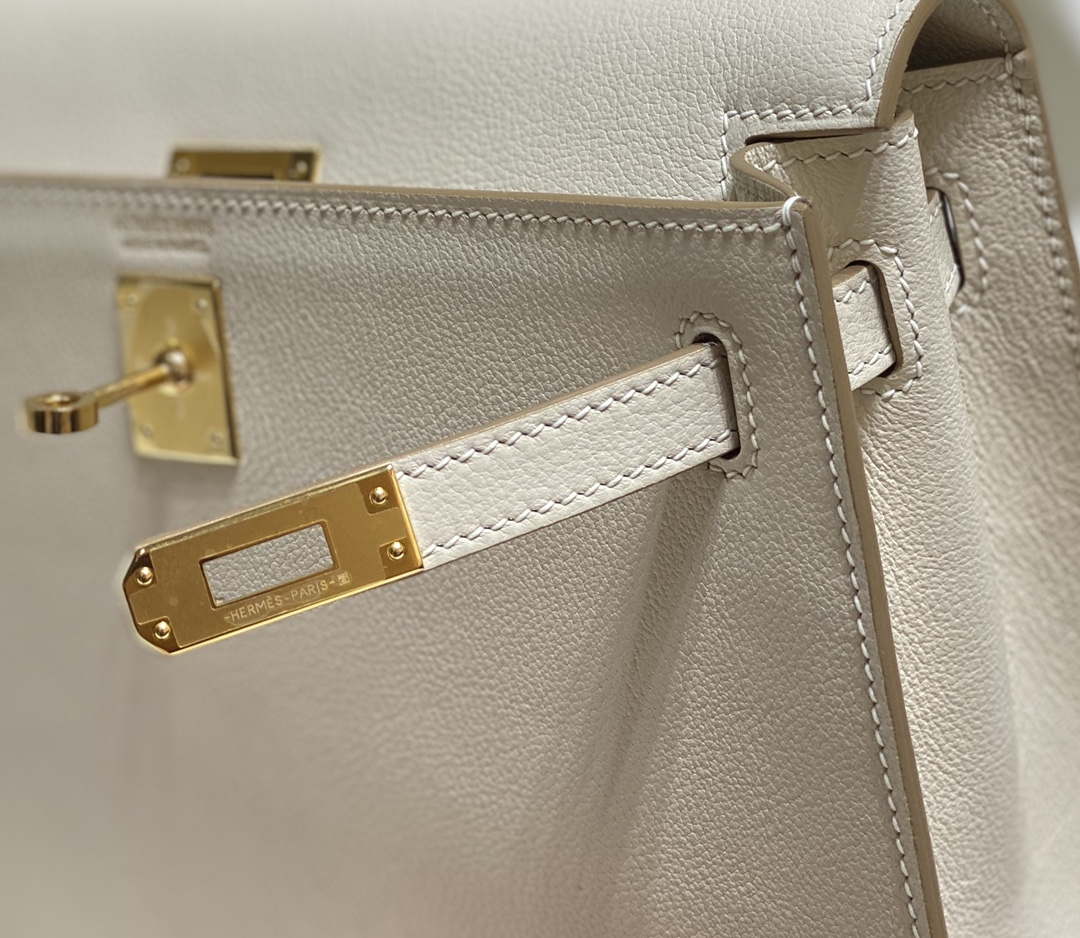 Hermes Evercolor Kelly Danse II 22cm Leather Crossbody Bag H20366 White - Default Title - View 6