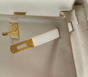 Hermes Evercolor Kelly Danse II 22cm Leather Crossbody Bag H20366 White - Default Title - View 6