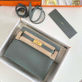 Hermes Evercolor Kelly Danse II 22cm Leather Crossbody Bag H20368 Gray