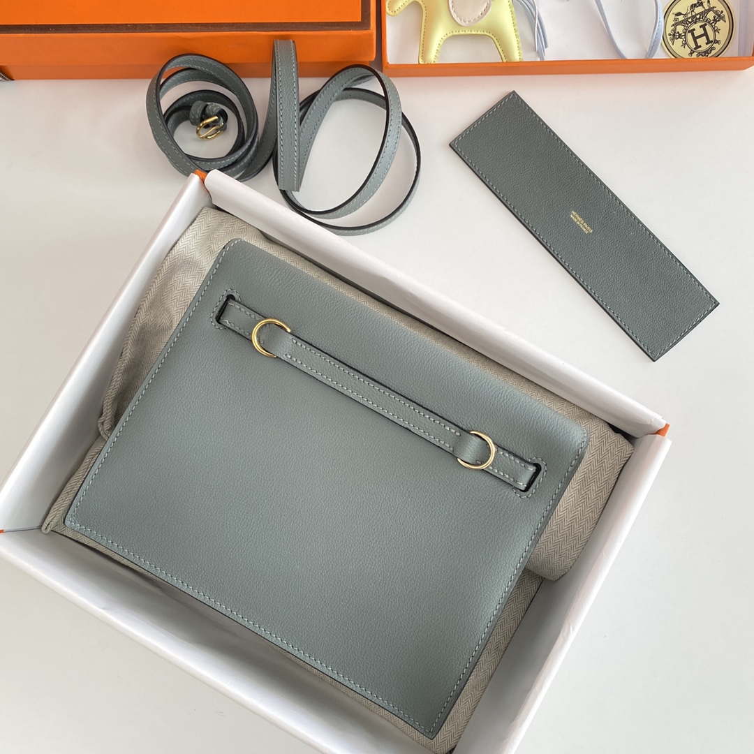 Hermes Evercolor Kelly Danse II 22cm Leather Crossbody Bag H20368 Gray - Default Title - View 2