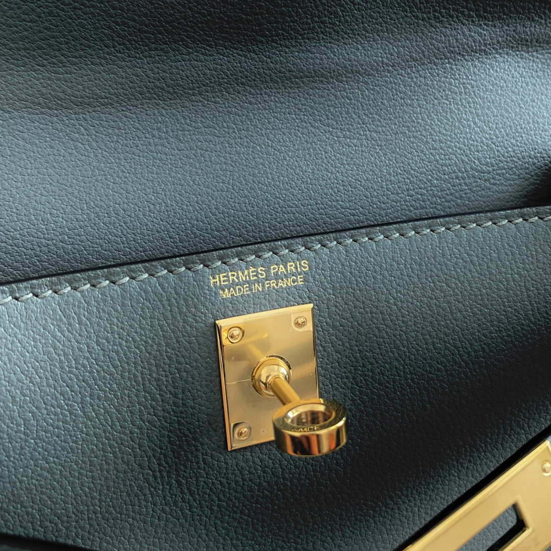Hermes Evercolor Kelly Danse II 22cm Leather Crossbody Bag H20368 Gray - Default Title - View 7