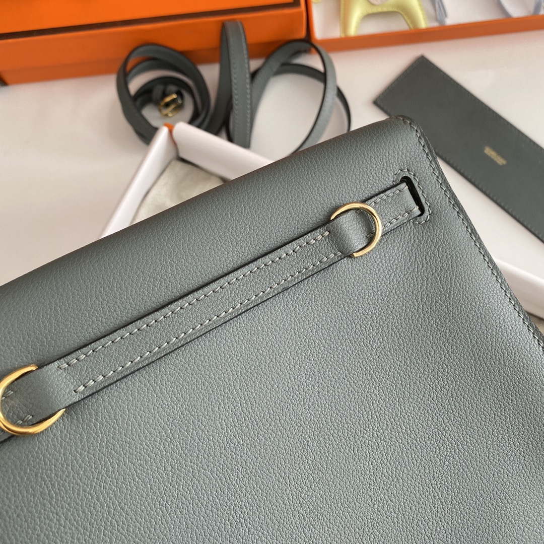 Hermes Evercolor Kelly Danse II 22cm Leather Crossbody Bag H20368 Gray