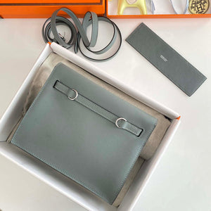 Hermes Evercolor Kelly Danse II 22cm Leather Crossbody Bag H20369 Gray Silver - Default Title - View 2