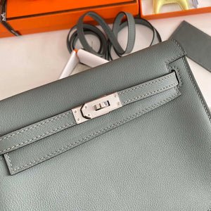 Hermes Evercolor Kelly Danse II 22cm Leather Crossbody Bag H20369 Gray Silver - Default Title - View 3