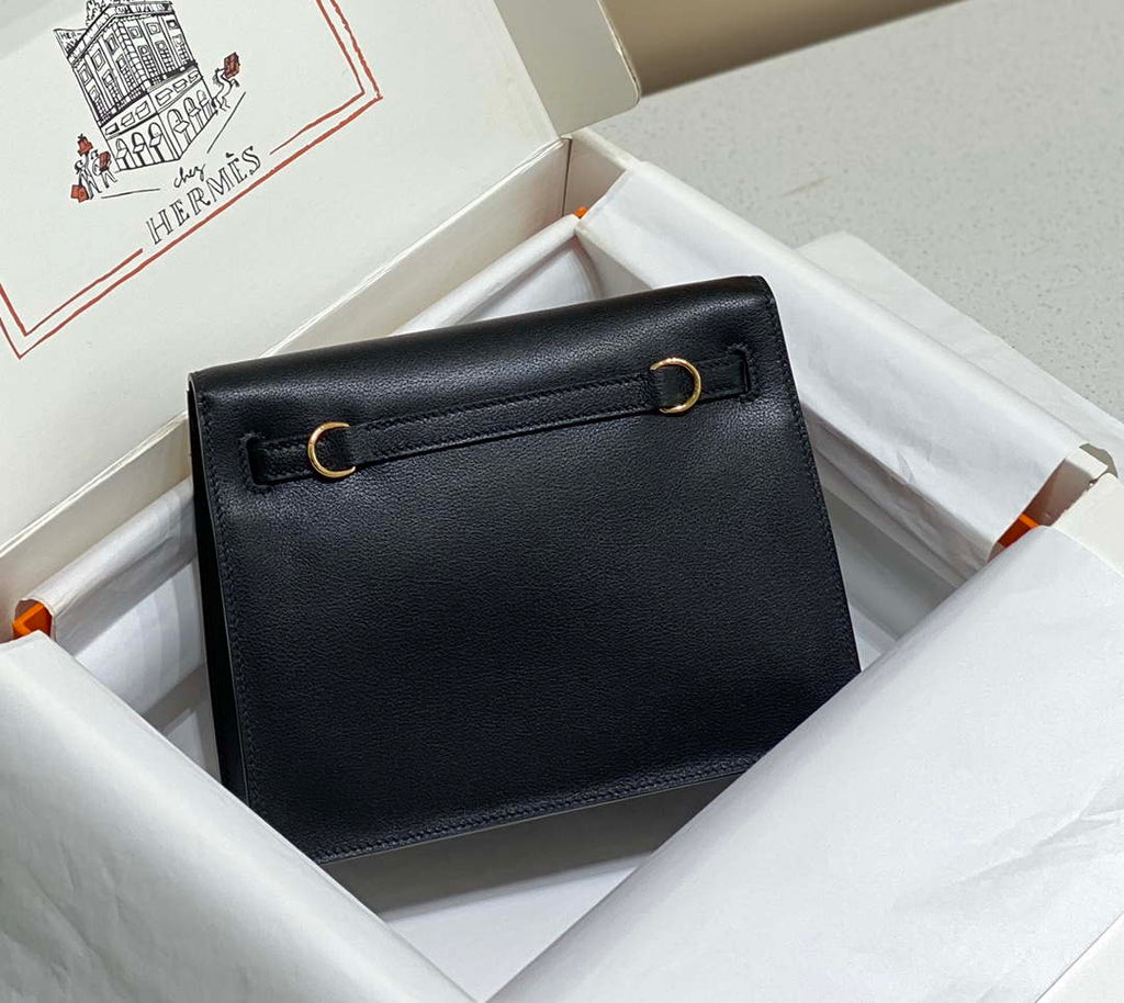 Hermes Evercolor Kelly Danse II 22cm Leather Crossbody Bag H20370 Black