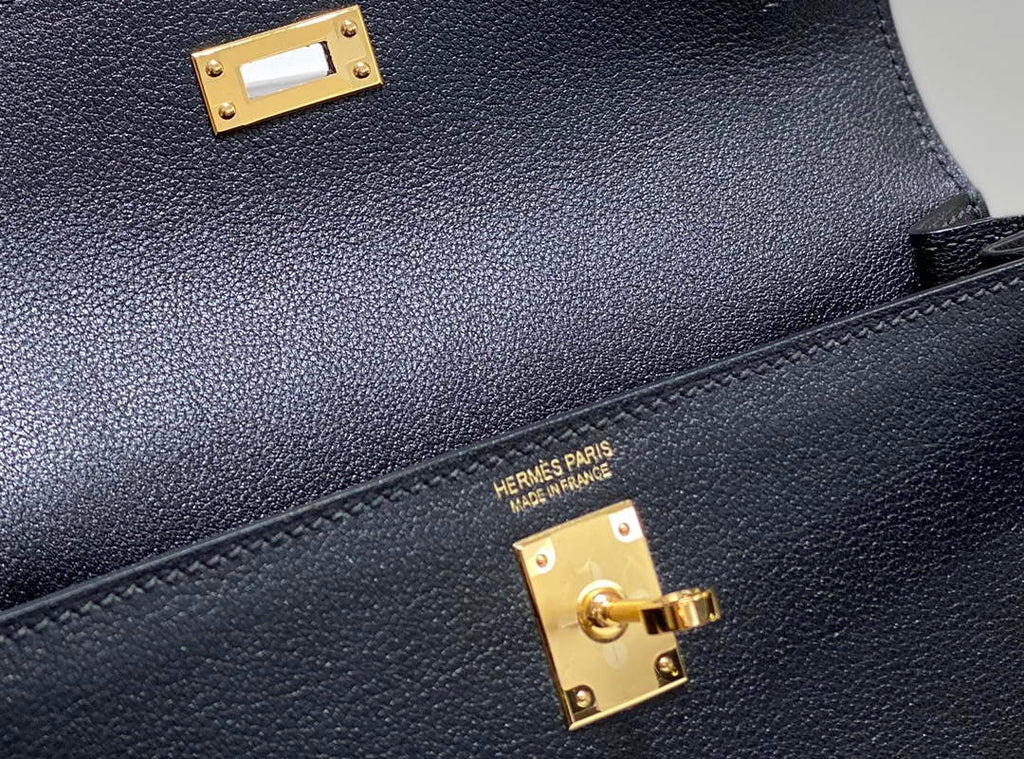 Hermes Evercolor Kelly Danse II 22cm Leather Crossbody Bag H20370 Black