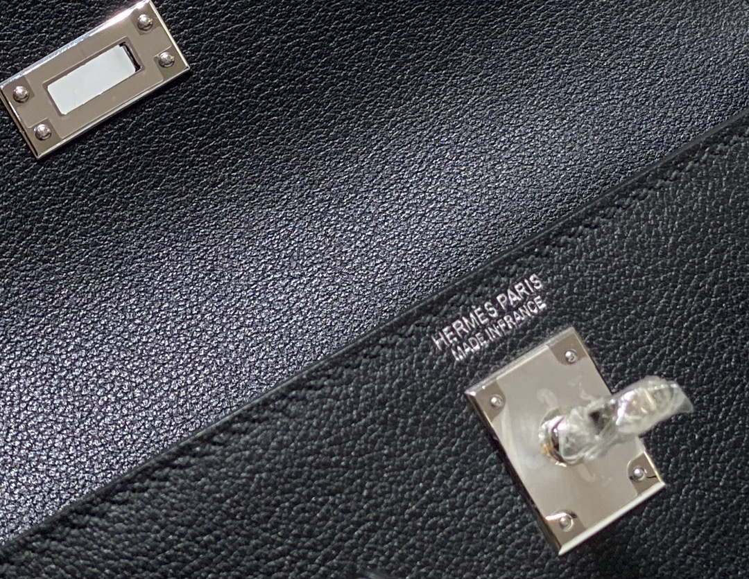 Hermes Evercolor Kelly Danse II 22cm Leather Crossbody Bag H20371 Black Silver - Default Title - View 5